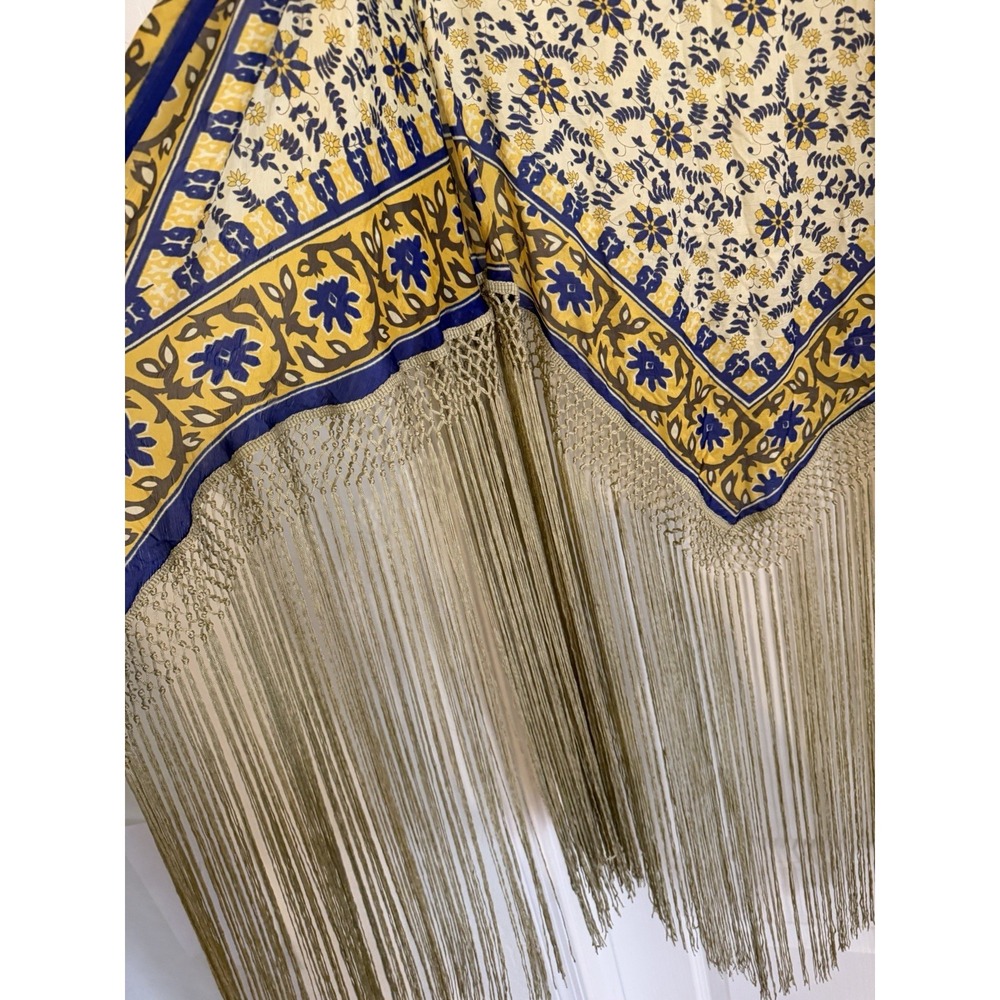 Free People Amara Fringe 100% Silk Sarong Shawl Kimono Boho Festival Duster OS - Picture 10 of 10
